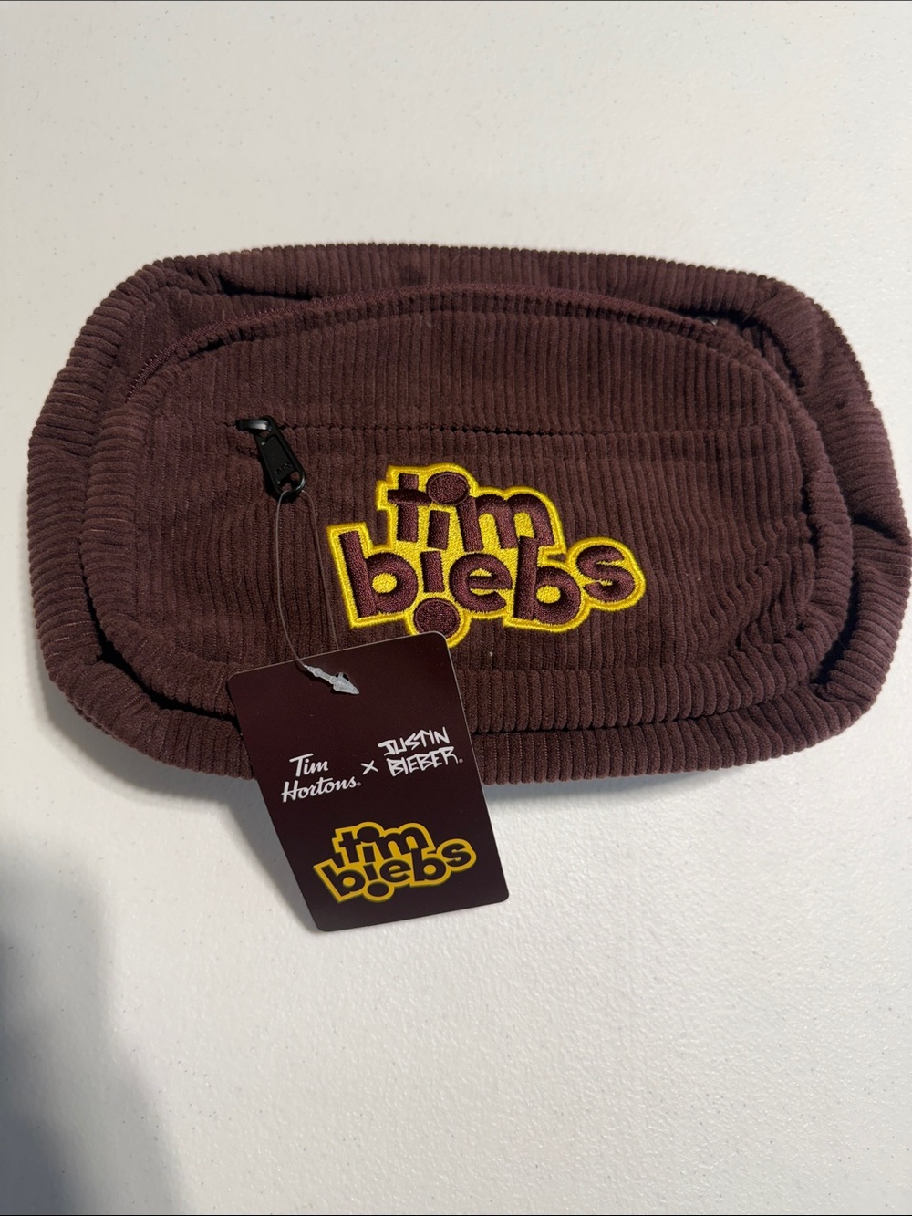 Tim Hortons x Justin Bieber Brown Corduroy Waist Bag NEW
